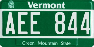 VT license plate AEE844