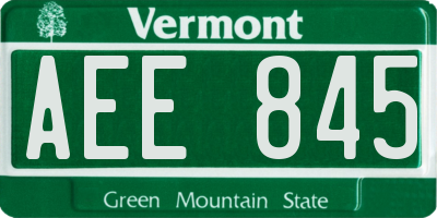 VT license plate AEE845