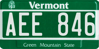VT license plate AEE846