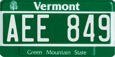VT license plate AEE849