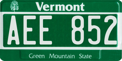 VT license plate AEE852