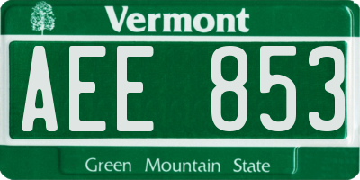 VT license plate AEE853