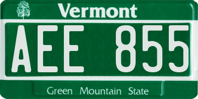 VT license plate AEE855