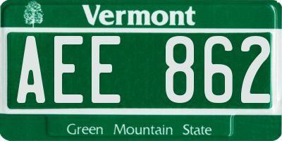 VT license plate AEE862