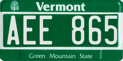 VT license plate AEE865