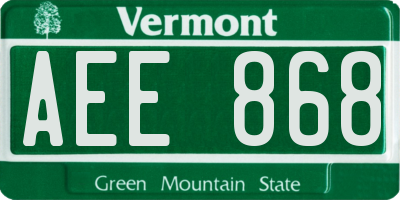 VT license plate AEE868