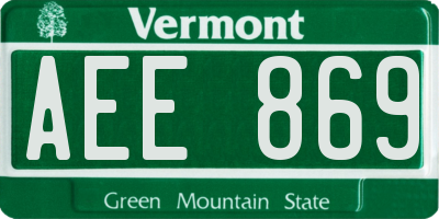 VT license plate AEE869