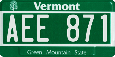 VT license plate AEE871