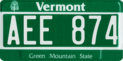 VT license plate AEE874