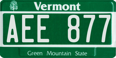 VT license plate AEE877