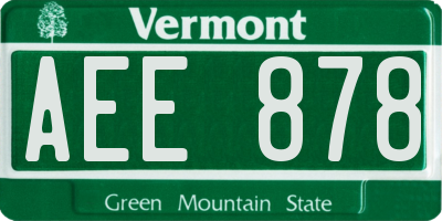 VT license plate AEE878