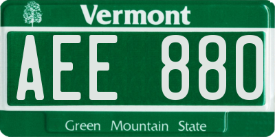 VT license plate AEE880