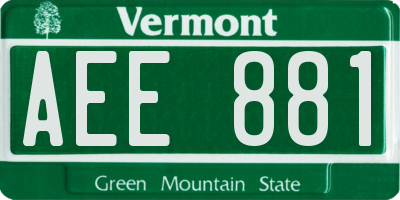 VT license plate AEE881