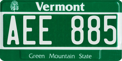 VT license plate AEE885