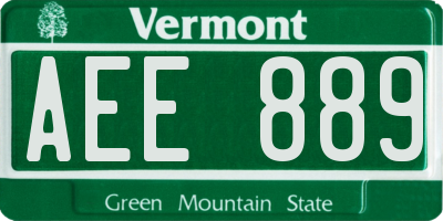 VT license plate AEE889