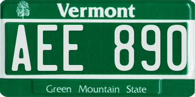 VT license plate AEE890