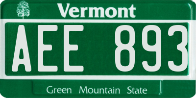 VT license plate AEE893