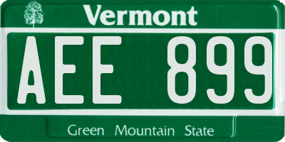 VT license plate AEE899