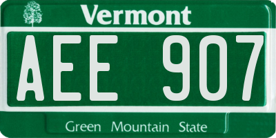 VT license plate AEE907
