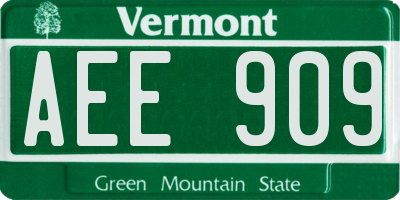VT license plate AEE909