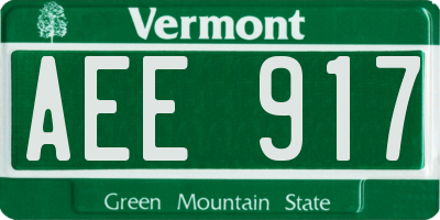 VT license plate AEE917