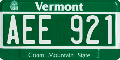 VT license plate AEE921