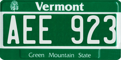 VT license plate AEE923