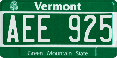 VT license plate AEE925