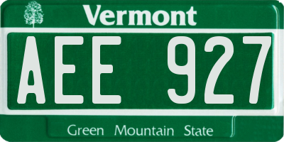 VT license plate AEE927