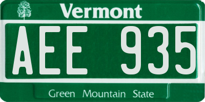 VT license plate AEE935