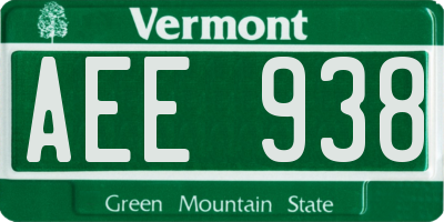 VT license plate AEE938