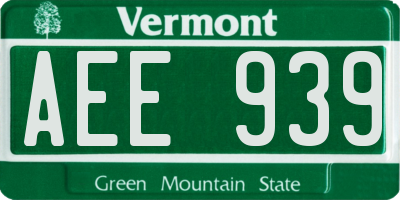 VT license plate AEE939