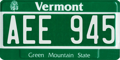 VT license plate AEE945
