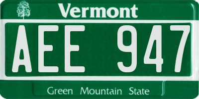 VT license plate AEE947