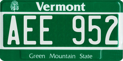 VT license plate AEE952