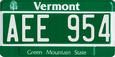 VT license plate AEE954