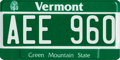 VT license plate AEE960