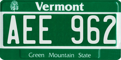 VT license plate AEE962
