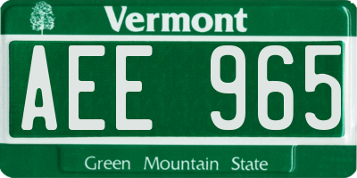 VT license plate AEE965