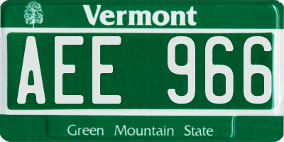 VT license plate AEE966