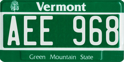 VT license plate AEE968