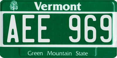 VT license plate AEE969
