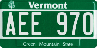 VT license plate AEE970