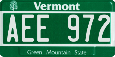 VT license plate AEE972