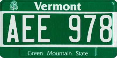 VT license plate AEE978