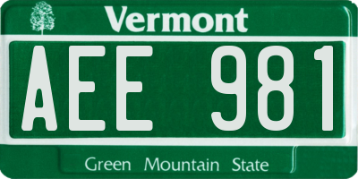 VT license plate AEE981