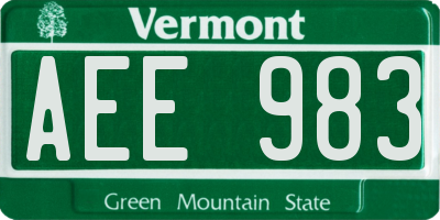VT license plate AEE983