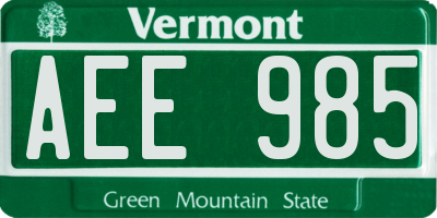 VT license plate AEE985