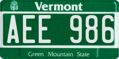 VT license plate AEE986