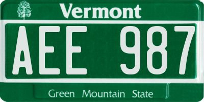 VT license plate AEE987